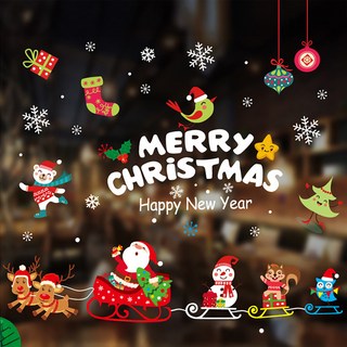 小麥購物 聖誕節靜電玻璃貼, 雪橇款, 2捲