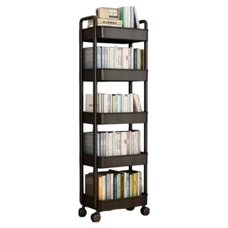 다용도 이동식 슬림 틈새 수납 트롤리 5단, 블랙