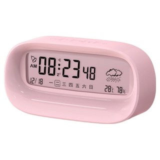 小麥購物 數字靜音可愛電子測溫鬧鐘 169g, 粉色