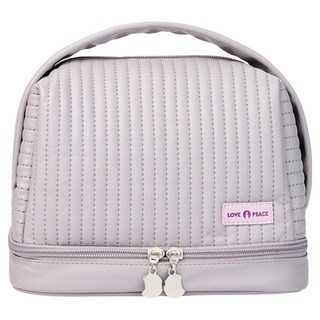 iSFun 奶油條紋 防水 盥洗化妝包 醫生包 手提包 雙層收納設計, 紫色, 1個