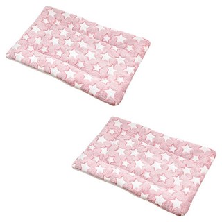 毛皇上 加厚保暖睡墊, 柔粉白星, 2個