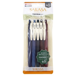 제브라 사라사 클립 빈티지 젤잉크펜 1 0.5mm 5종 세트, 다크블루, 블루그레이, 그린블랙, 브라운그레이, 레드블랙, 1세트