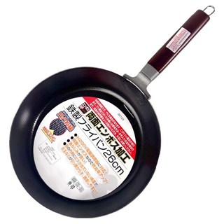 SHIMOMURA 下村 雙面壓花平底鐵鍋 IH爐適用, 26cm, 1個