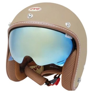 EVO 艾莉莎涼感系 內鏡復古騎士安全帽 附冰絲面罩, 焦糖奶