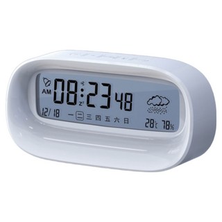 小麥購物 數字靜音可愛電子測溫鬧鐘 169g, 白色