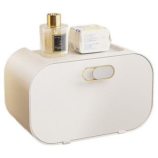 小麥購物 免打孔壁掛式廁所置物架 加厚方扣, 乳白色, 1層