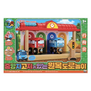 TAYO 有中央停車場的原木道路玩具, 1個, 混合色