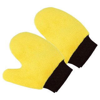 청파모터스 양면형 손목밴딩 세차 장갑, 그레이 + 옐로우, 2개