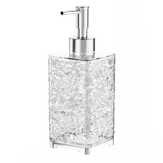 冰川紋 按壓式乳液分裝瓶 400ml 透銀方形 洗手乳沐浴乳洗髮精適用 可重複使用, 1個