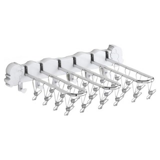 Couselect 可摺疊不鏽鋼襪子夾/壁掛式晾曬襪架 24夾, 白色