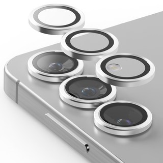 누아트 휴대폰 후면 카메라 렌즈 메탈 링 강화유리 액정보호필름 2p 세트 실버