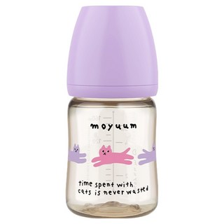 MOYUUM 韓國 PPSU寬口奶瓶 SOOSOOJIN聯名款 0個月以上, 貓咪夢境 葡萄紫, 170ml, 1個