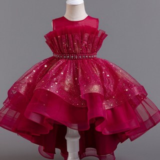 女童胸前抓皺不對稱洋裝