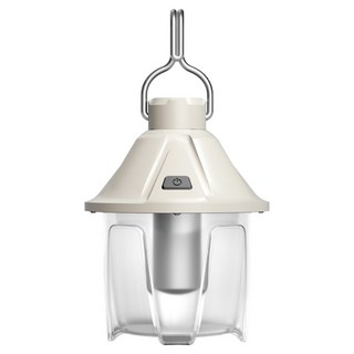 西格傢飾 簡便輕奢充電式3色調光LED戶外露營掛提燈, 米白色, 1個