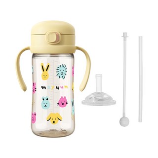 MOYUUM PPSU彈蓋吸管學飲水杯 SOOSOOJIN聯名款, 270ml, 1個, 動物萌友