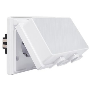 Charming 雙孔橫式埋入型防雨插座 白色, 1個