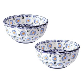 PRACA 陶瓷拉麵碗, 藍色雛菊小蒼蘭, 2個
