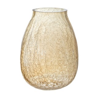 好物良品 家居輕奢透明冰裂玻璃花瓶, 矮款 琥珀色