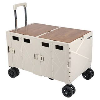 葉子小舖 摺疊露營拉箱車, 1台, 米灰色
