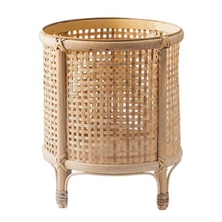 好物良品 質樸復古手工藤編落地式植栽花籃/置物籃 四腳款, 1個, 淺褐色