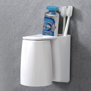 hillo 磁吸式牙刷杯收納架組, 白色, 浴室收納好幫手, 1組