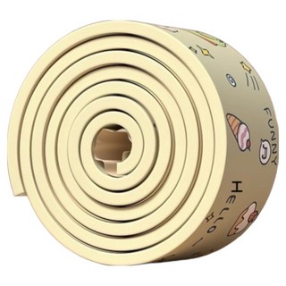 Couselect 軟彈直角兒童防撞條 NBR泡棉保護條/桌角墊, 微笑青蛙 米色, 1捲