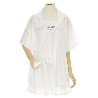 S PAGE FLINN 字母上衣 + 透膚襯衫 + 長褲套裝 S5BSE047C