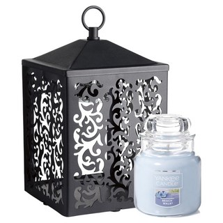 YANKee CANDLe 小蠟燭罐 + 小屋暖燭燈迷你套組, 海灘漫步, 黑色