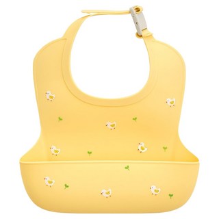 Firgi 幼兒用防水扣環型矽膠副食品圍兜, 1個, 奶油黃, 1入