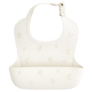 Firgi 幼兒用防水扣環型矽膠副食品圍兜, 1個, 象牙白, 1入