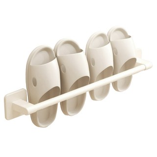 삶의소품 무타공 접착식 슬리퍼 거치대 50cm 2인용, 크림화이트, 1개