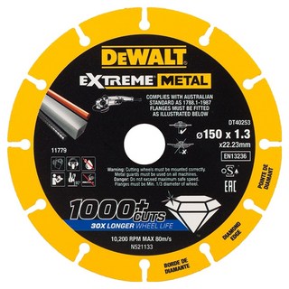 DEWALT 得偉 EXTREME METAL 超強鑽石 150mm金屬切割鋸片 耐用度高 切割快速, 1片