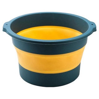 葉子小舖 可攜式摺疊泡腳桶 藍黃色 輕巧易攜帶, 1個