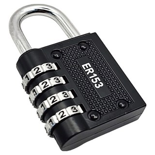 ER153 4단 다이얼 자물쇠 번호열쇠키 블랙 ER153KB, 1개