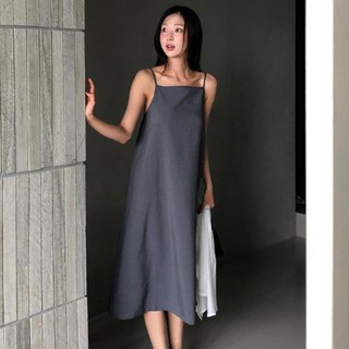 프롬미스 여성용 논링클 린넨 슬리브원피스 숏