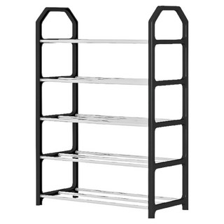 小麥購物 工業風鞋架 C622 5層 330g, 黑色, 1個