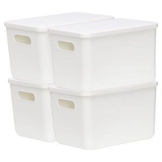 데일리블룸 펜트리 수납 리빙박스 손잡이형 1호, 화이트, 4개