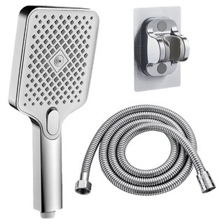 葉子小舖 方形大面板增壓蓮蓬頭組, 銀色, 1組