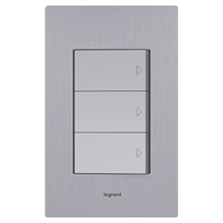 Legrand 羅格朗 Tavien Deco 鋁製 Simple 銀色髮絲紋 3開關, 1個