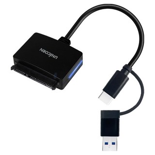 유니콘 2.5 HDD/SSD듀얼 컨버터 SATA 케이블 A+C타입 USB3.1, 1개, FD-900D
