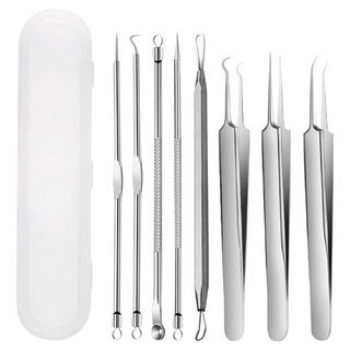 小麥購物 高精密不鏽鋼粉刺夾8件組 L339, 1個, 銀色