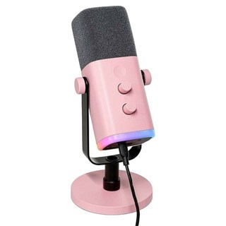 fifine 錄音室等級USB/XLR動圈式RGB直播麥克風, 粉色, AM8