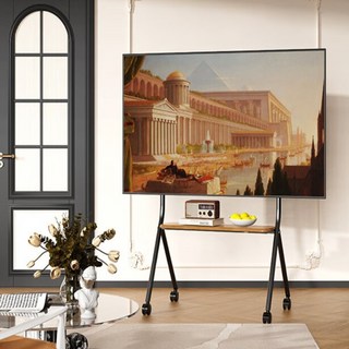 Life+ 32~75吋可調節移動式液晶電視架/電視立架/電視掛架 消光黑, YSTC-03B, 1個