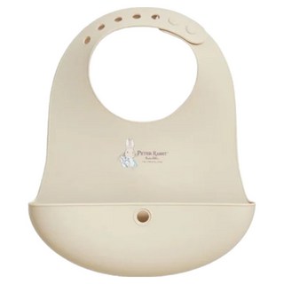 奇哥 比得兔矽膠收納圍兜 矽膠圍兜/吃飯圍兜/寶寶圍兜, 米色