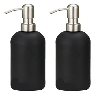 小麥購物 全黑玻璃按壓瓶 L359 400ml, 黑色, 2個