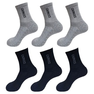 가파치 남성용 에어삭스 골지 스포츠 중목 양말, 그레이, 블랙, 6세트