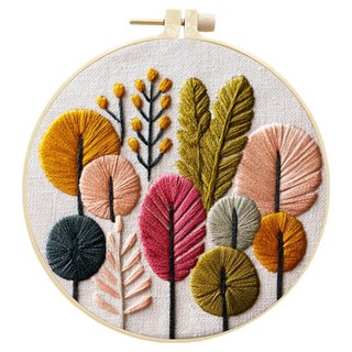 Tappia Pick & Home 可愛植物法式刺繡材料包, 1個, 粉紅色綠色黃色