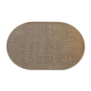 小麥購物 亞麻編織浴室防滑地墊 L220, 1個, 橢圓 燕麥色