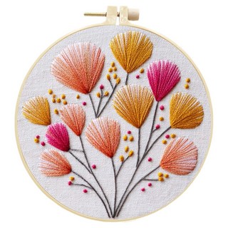 Tappia Pick & Home 可愛植物法式刺繡材料包, 1個, 粉紅色黃色