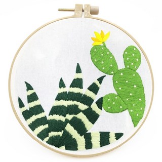 Tappia Pick&Home 可愛法式刺繡套組, 1個, 黃花仙人掌